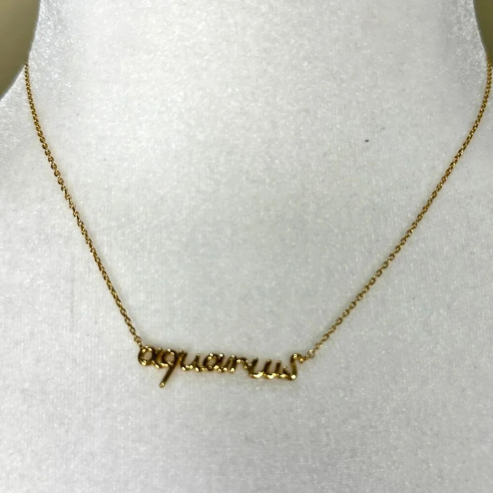 NIB /NWT Aquarius Script Necklace - Gold tone